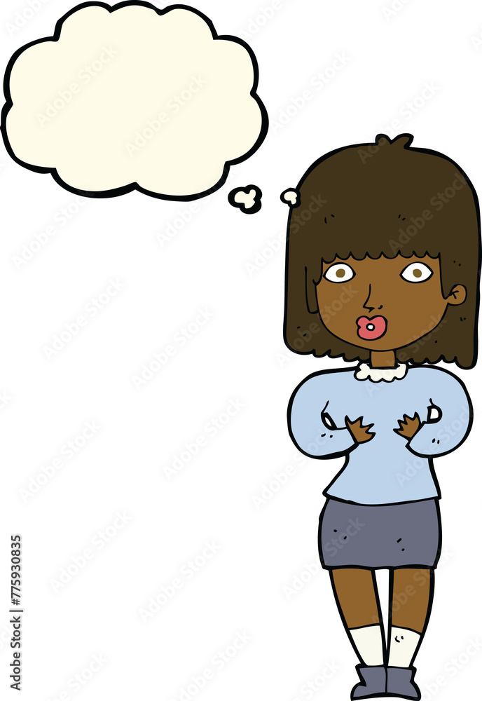 cartoon shocked woman with thought bubble cartoon shocked woman with thought bubble