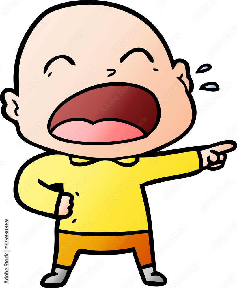 cartoon shouting bald man cartoon shouting bald man