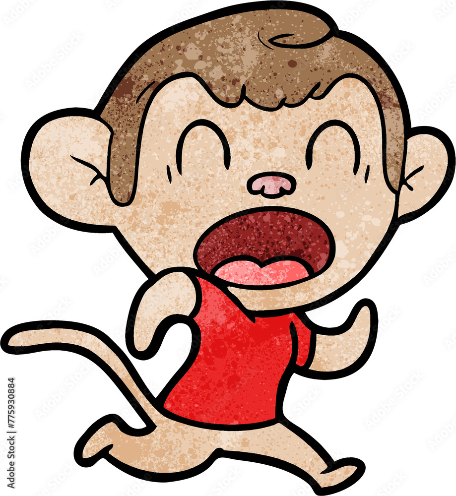 Fototapeta premium shouting cartoon monkey running