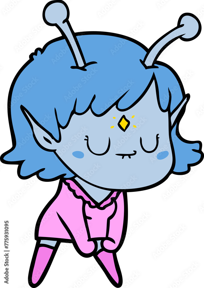 cartoon alien girl doing muscle pose cartoon alien girl doing muscle pose