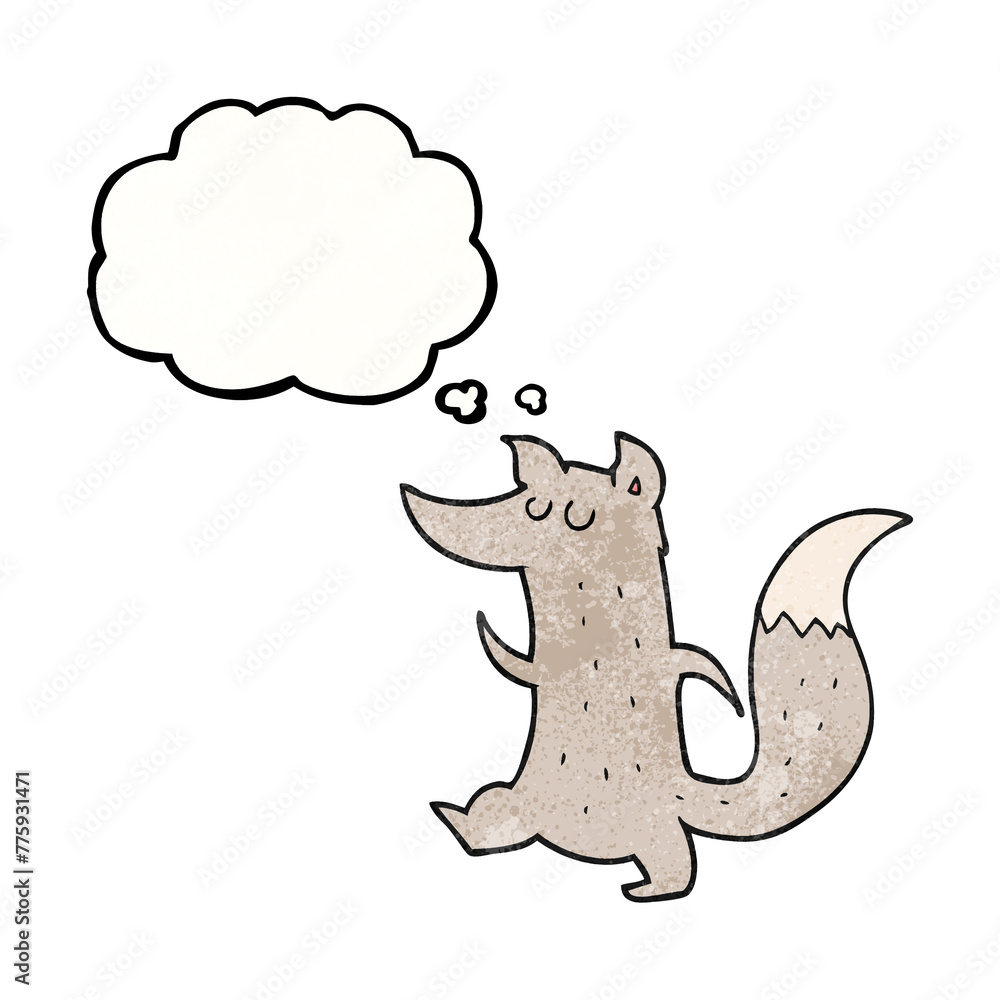 freehand drawn thought bubble textured cartoon cute wolf freehand drawn thought bubble textured cartoon cute wolf