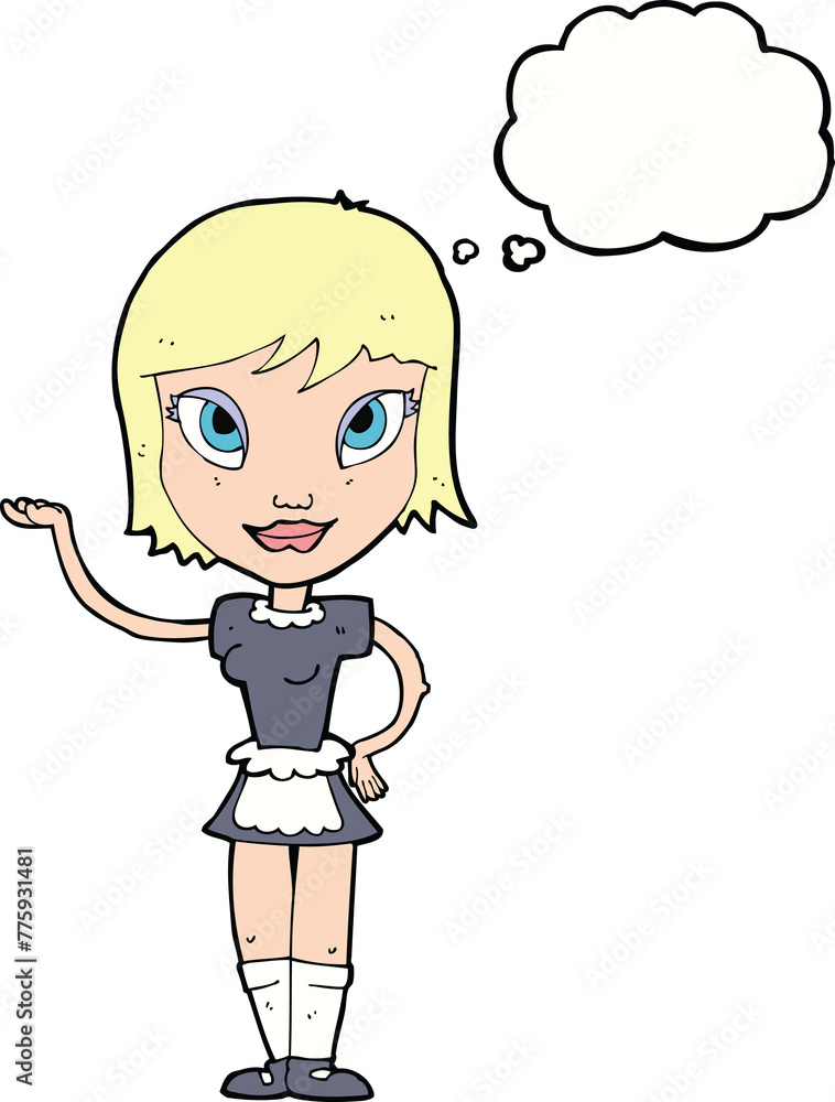 cartoon maid with thought bubble cartoon maid with thought bubble