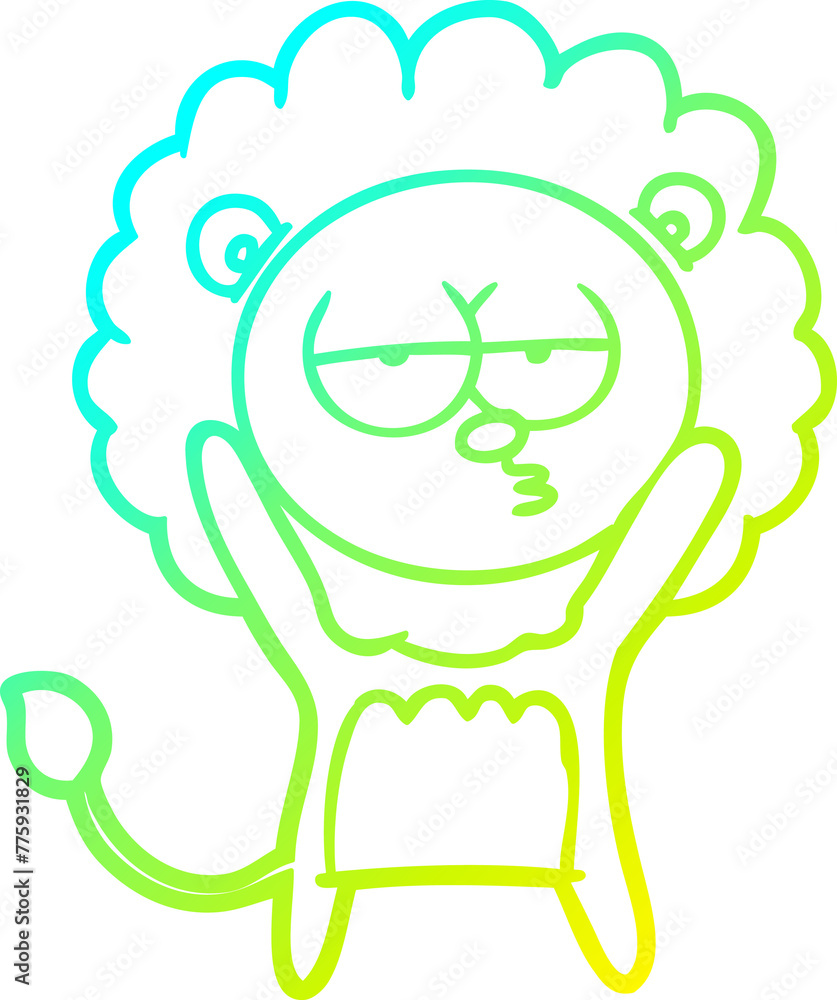 cold gradient line drawing of a cartoon bored lion cold gradient line drawing of a cartoon bored lion