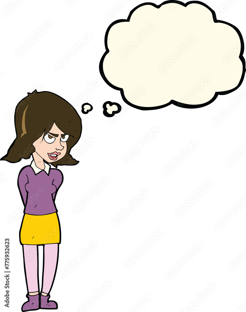 cartoon annoyed woman with thought bubble cartoon annoyed woman with thought bubble