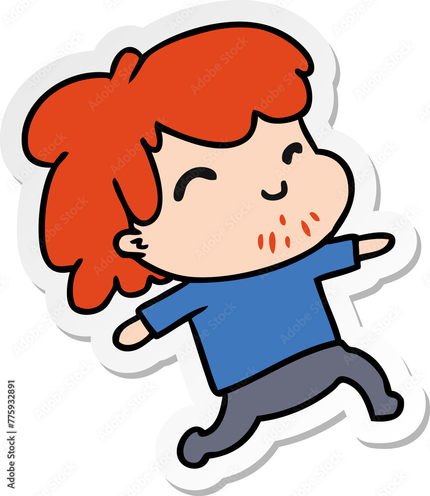 sticker cartoon illustration kawaii boy with stubble