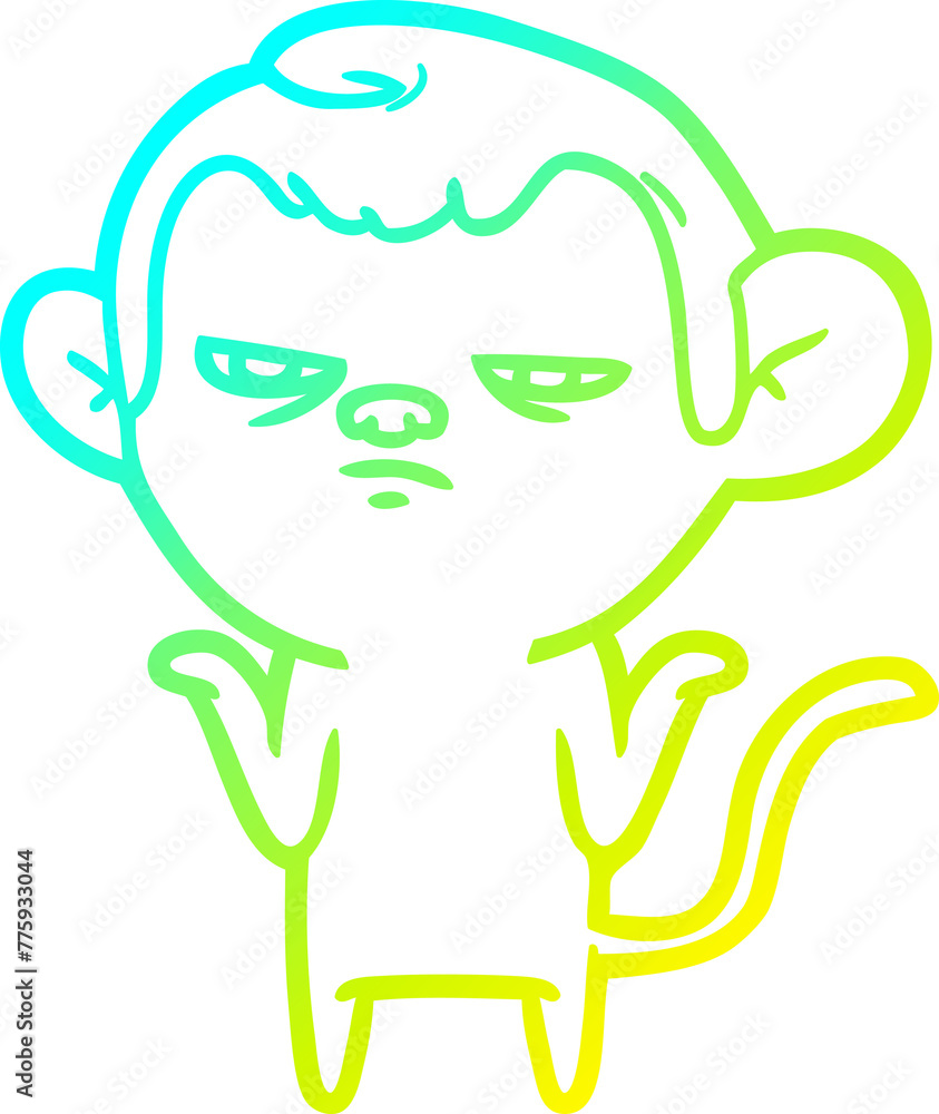 cold gradient line drawing of a cartoon monkey cold gradient line drawing of a cartoon monkey
