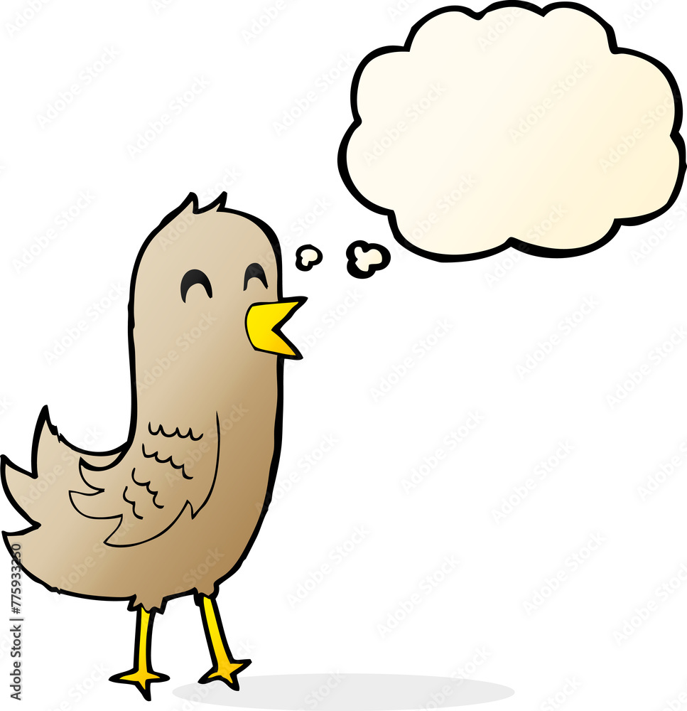 cartoon happy bird with thought bubble cartoon happy bird with thought bubble