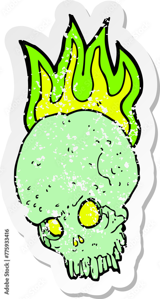 retro distressed sticker of a cartoon spooky skull retro distressed sticker of a cartoon spooky skull