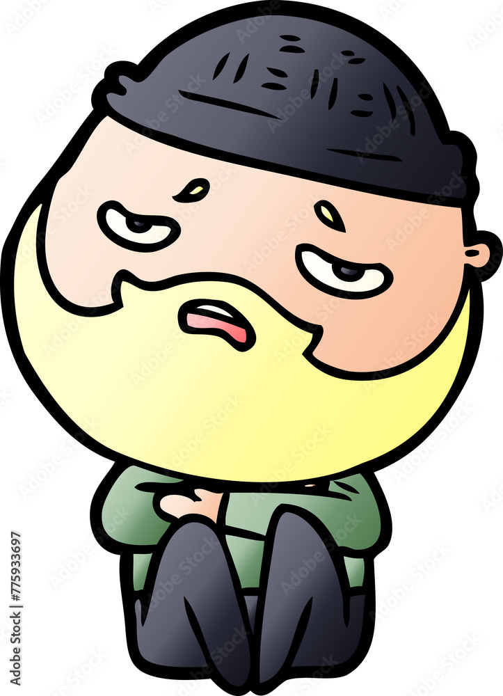 cartoon worried man with beard