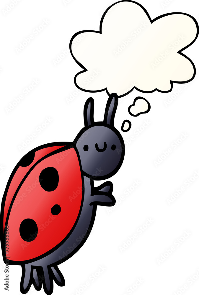 cartoon ladybug with thought bubble in smooth gradient style cartoon ladybug with thought bubble in smooth gradient style