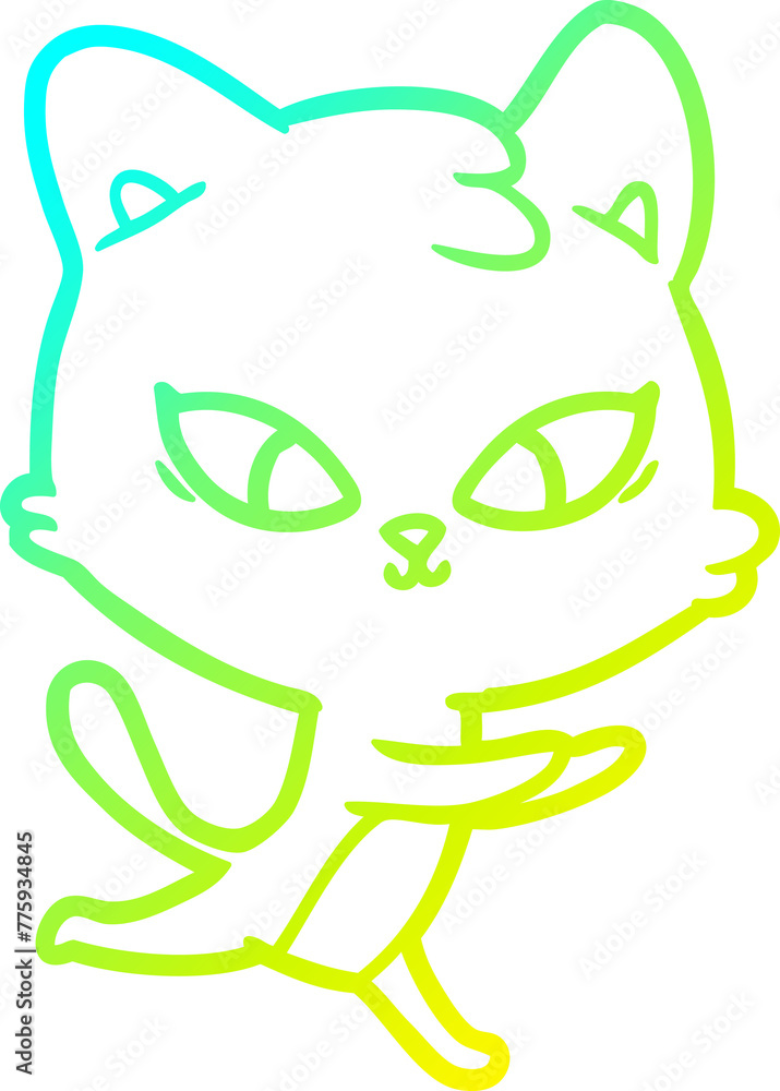 cold gradient line drawing of a cute cartoon cat cold gradient line drawing of a cute cartoon cat
