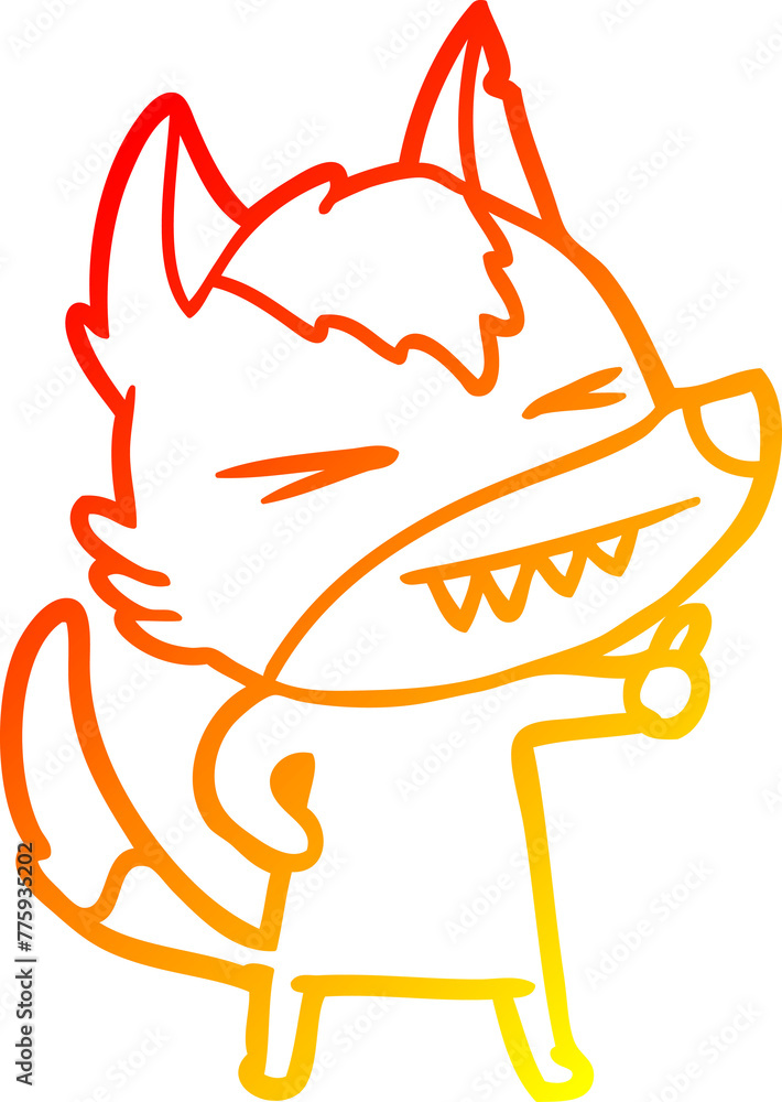 warm gradient line drawing of a angry wolf cartoon warm gradient line drawing of a angry wolf cartoon