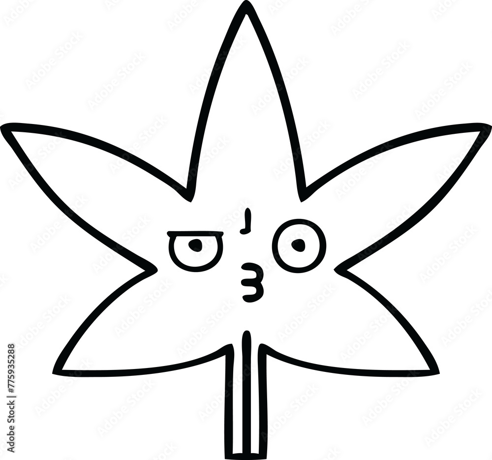 line drawing cartoon of a autumnal leaf line drawing cartoon of a autumnal leaf