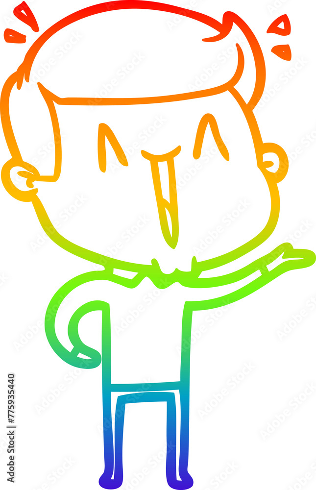 rainbow gradient line drawing of a cartoon excited man rainbow gradient line drawing of a cartoon excited man