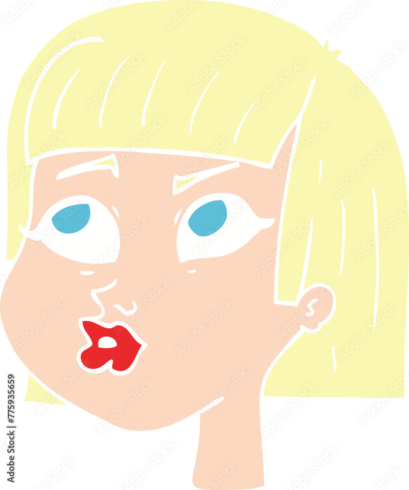 flat color illustration of female face flat color illustration of female face