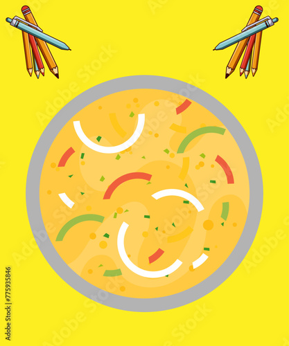 Colorful Round Tasty Pizza vector.