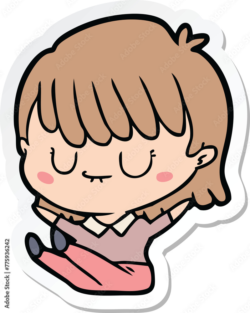 sticker of a cartoon woman