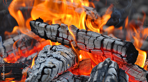 burning fire in a fireplace