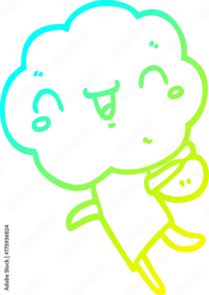 cold gradient line drawing of a cute cartoon cloud head creature cold gradient line drawing of a cute cartoon cloud head creature