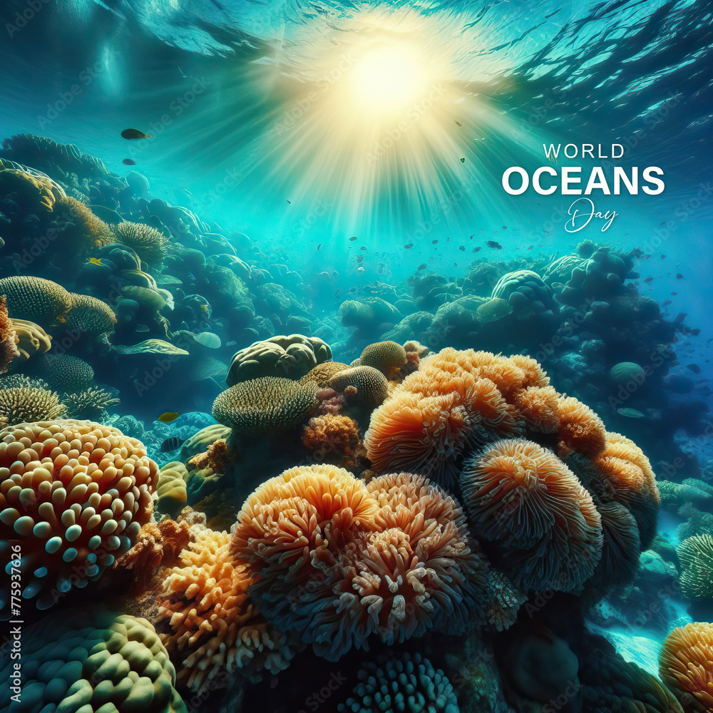 world ocean day, 8 June. world ocean day poster, shinny light coral, Happy World oceans day, sea plants, poster, banner, post, vector, dolphin. shark, coral. sea plants, oceans day, vector design. world ocean day, 8 June. world ocean day poster, shinny light coral, Happy World oceans day, sea plants, poster, banner, post, vector, dolphin. shark, coral. sea plants, oceans day, vector design.