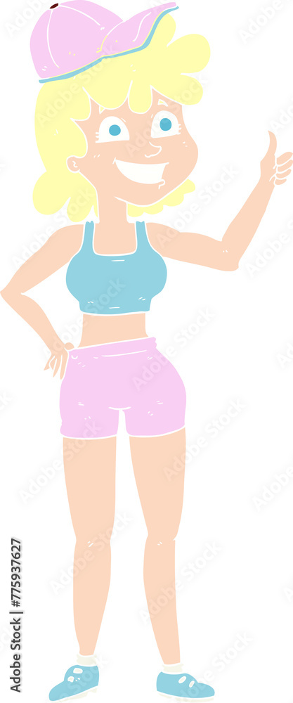 happy gym woman giving thumbs up symbol happy gym woman giving thumbs up symbol