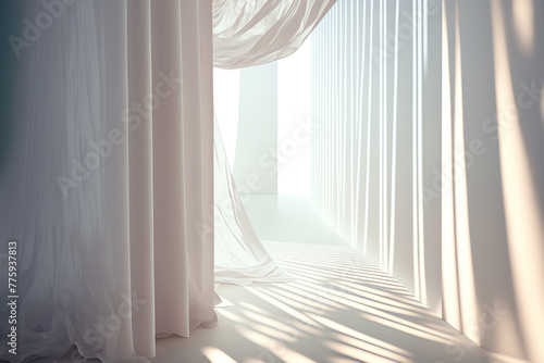 Curtain interior white pink silk drape sunlight