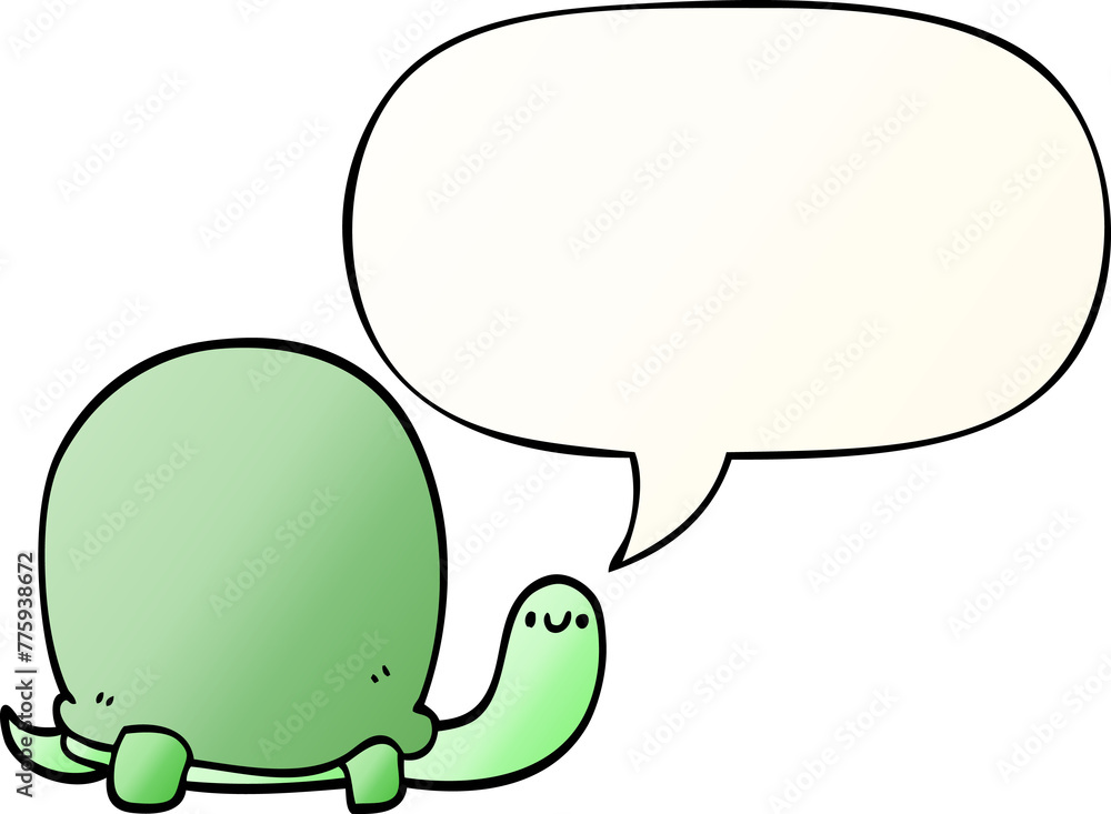 cute cartoon tortoise with speech bubble in smooth gradient style cute cartoon tortoise with speech bubble in smooth gradient style
