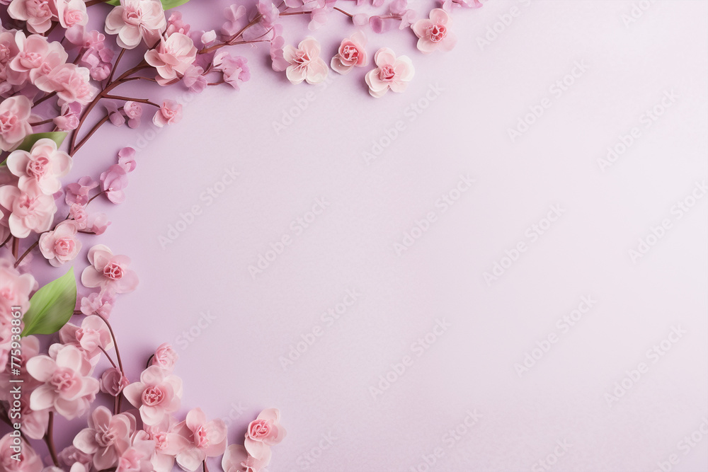 Pink flower on pink background with copy space Pink flower on pink background with copy space