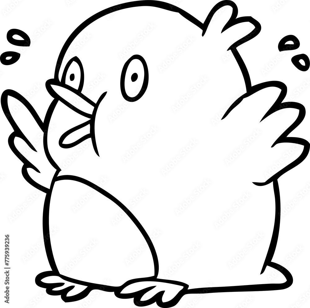 line drawing of a over excited robin line drawing of a over excited robin