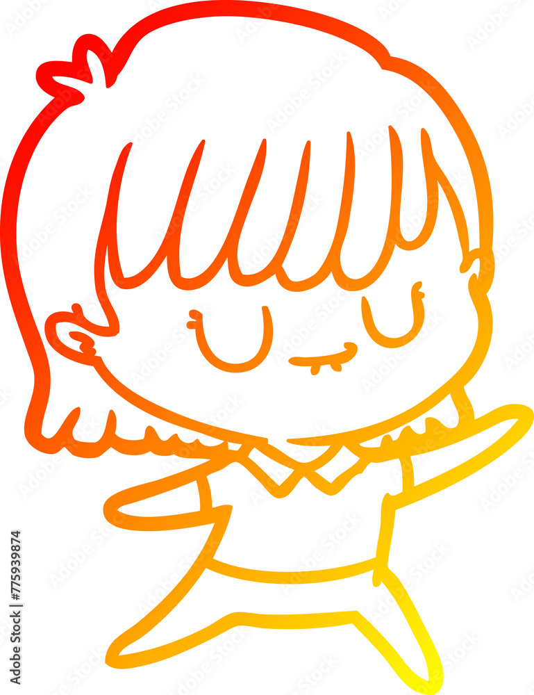 warm gradient line drawing of a cartoon woman warm gradient line drawing of a cartoon woman