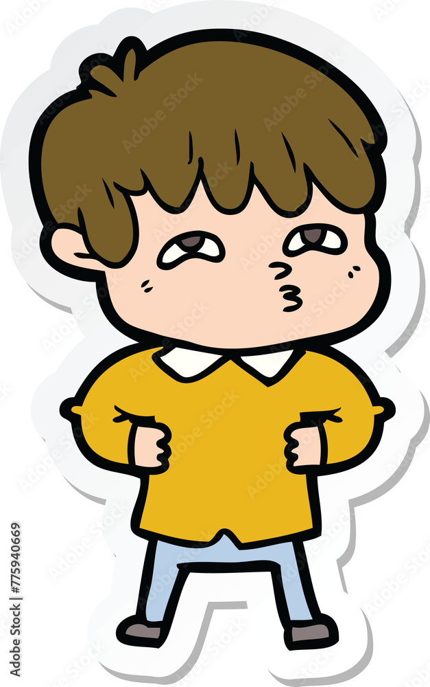 sticker of a cartoon curious man sticker of a cartoon curious man