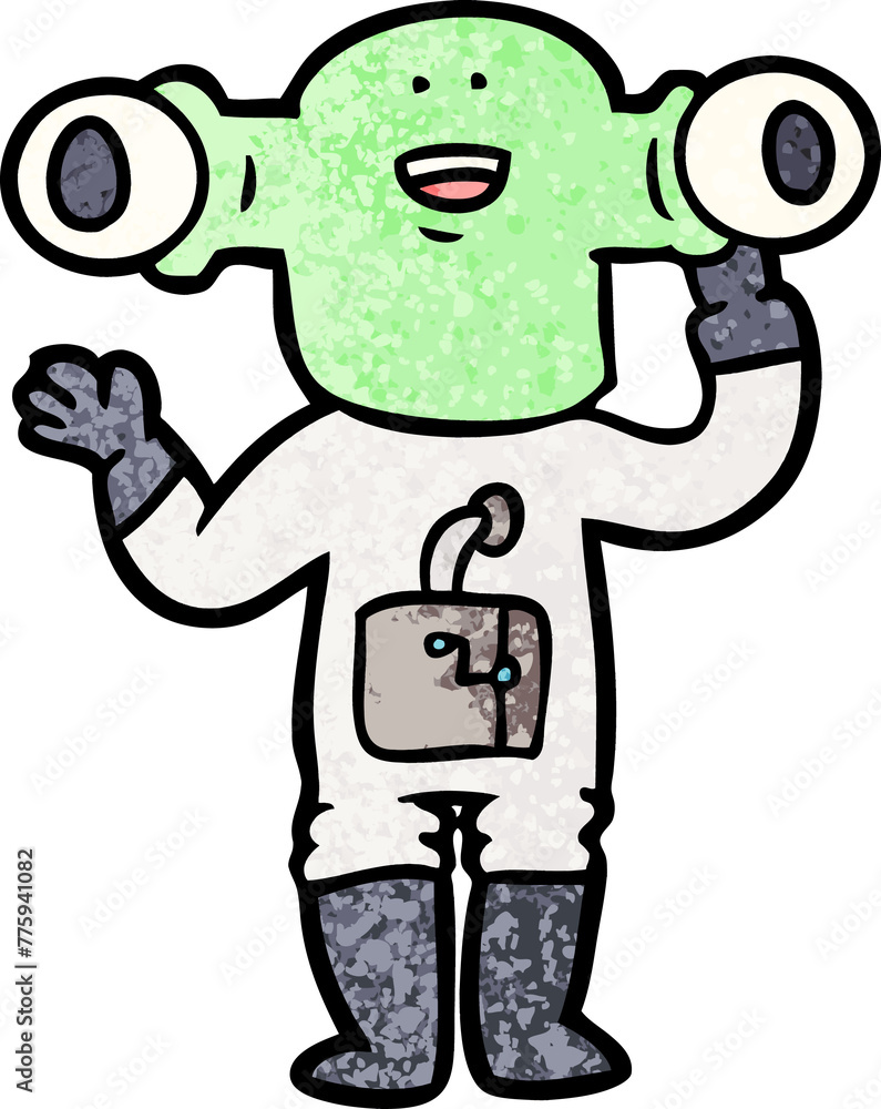 Obraz premium friendly cartoon alien waving