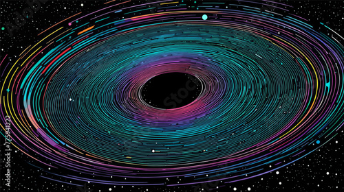 Black Hole Surrounded by Stars in the Night Sky vector, illustration, 2d