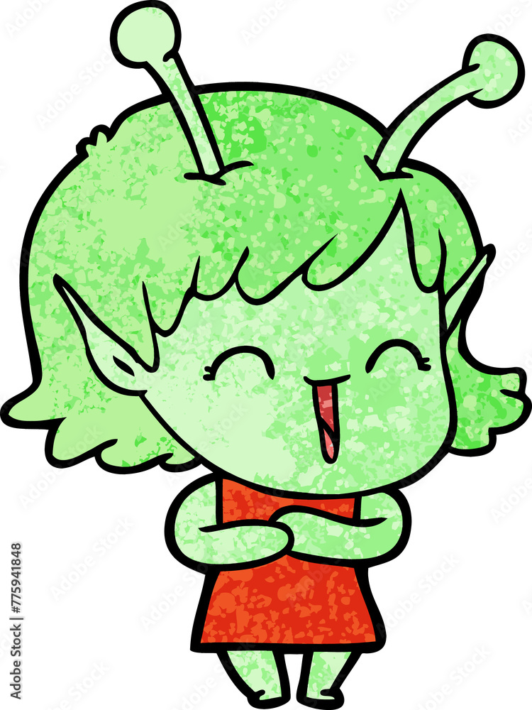 cartoon happy alien girl cartoon happy alien girl