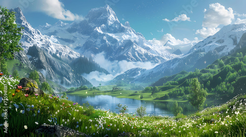 Majestic Snow Capped Mountains Serene - high quality landscape wallpaper