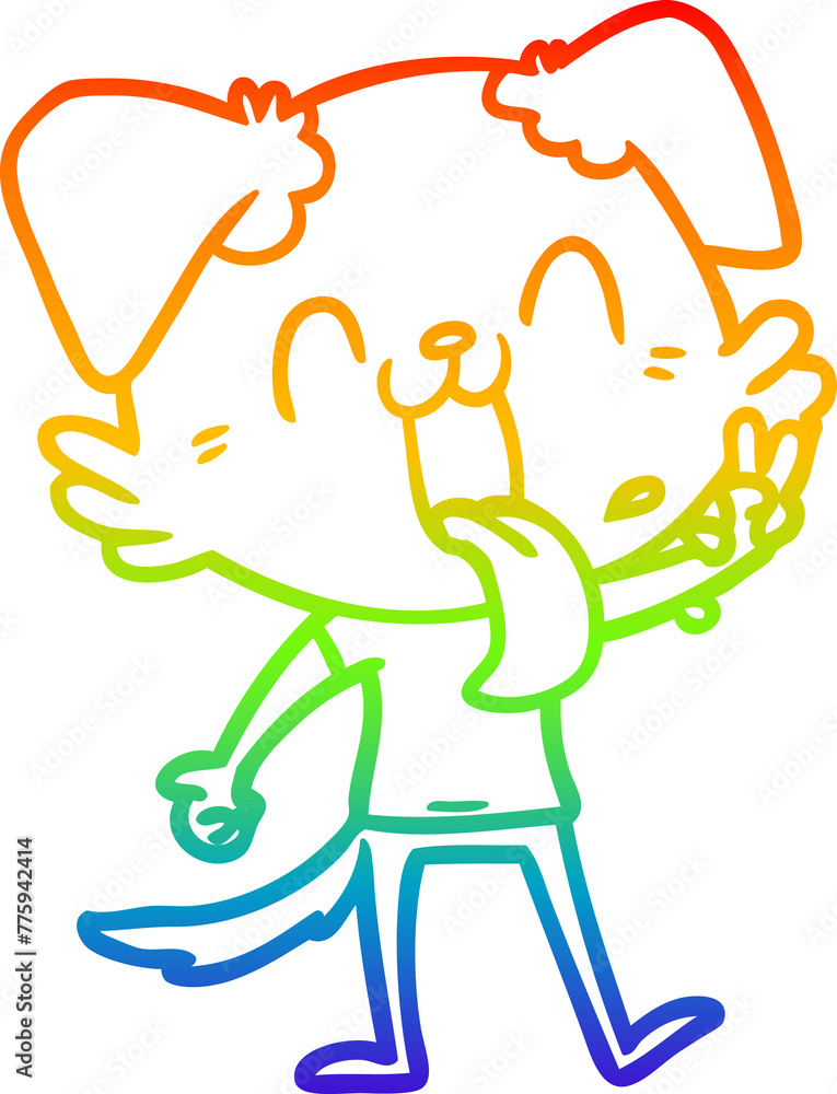 rainbow gradient line drawing of a cartoon panting dog rainbow gradient line drawing of a cartoon panting dog
