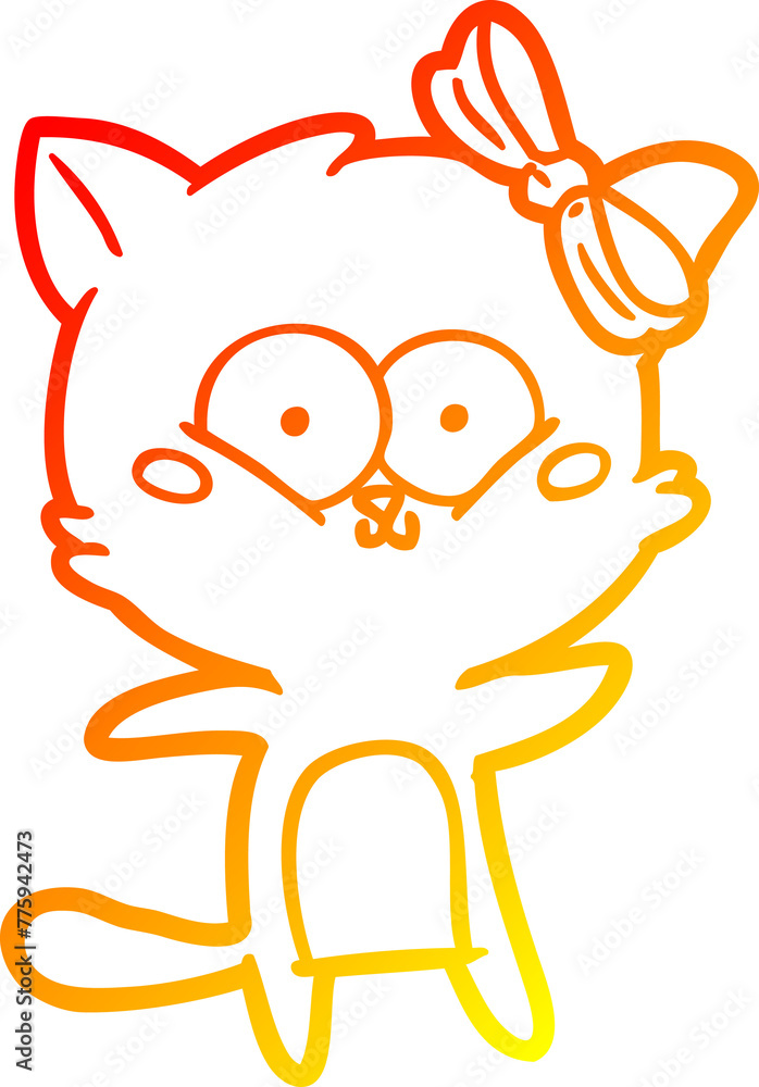 warm gradient line drawing of a cartoon cat warm gradient line drawing of a cartoon cat