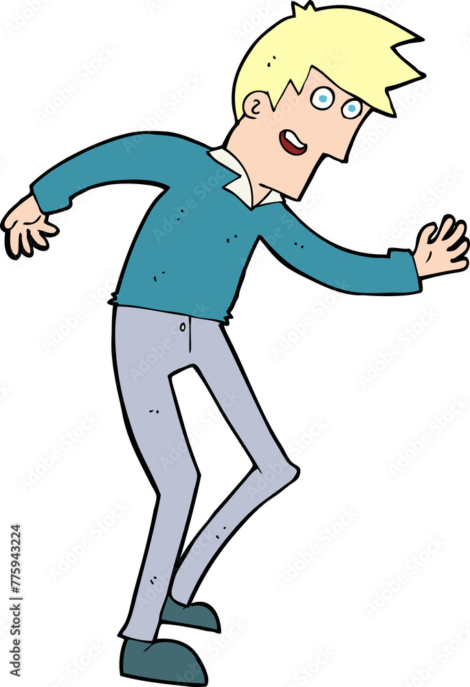 cartoon happy man dancing