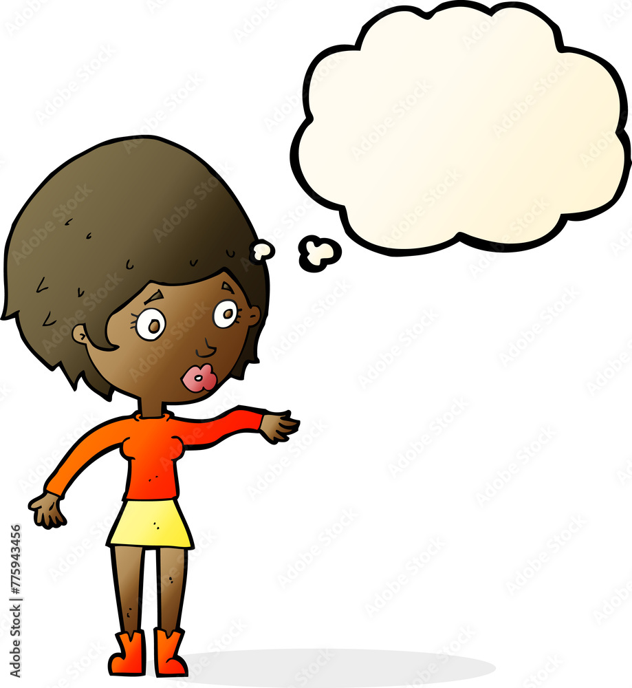 cartoon concerned woman reaching out with thought bubble cartoon concerned woman reaching out with thought bubble