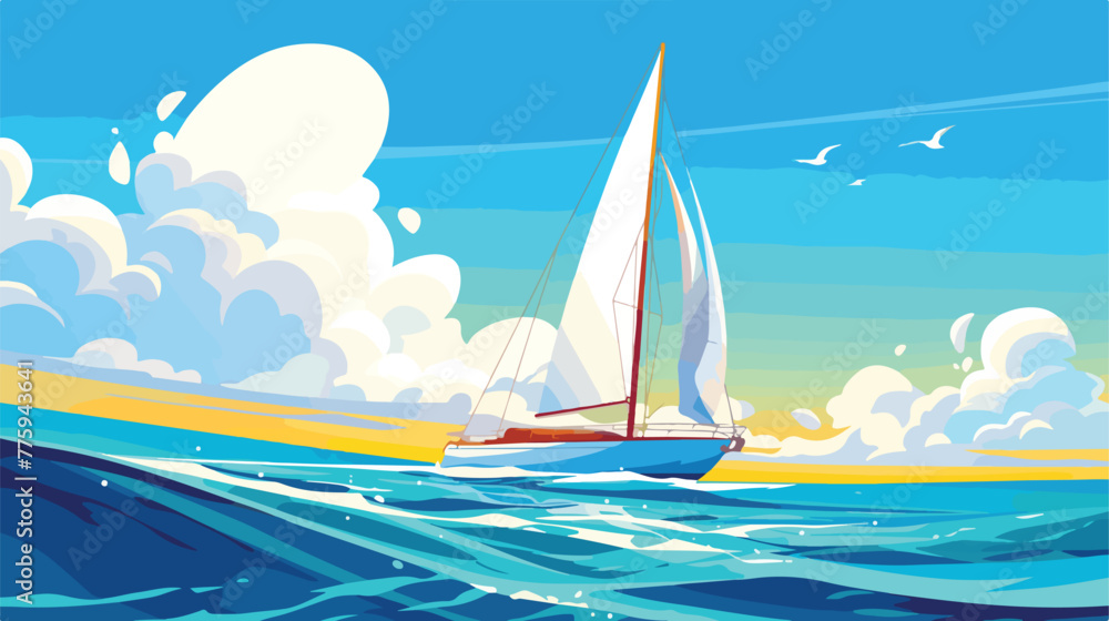 Sailing icon 2d flat cartoon vactor illustration is