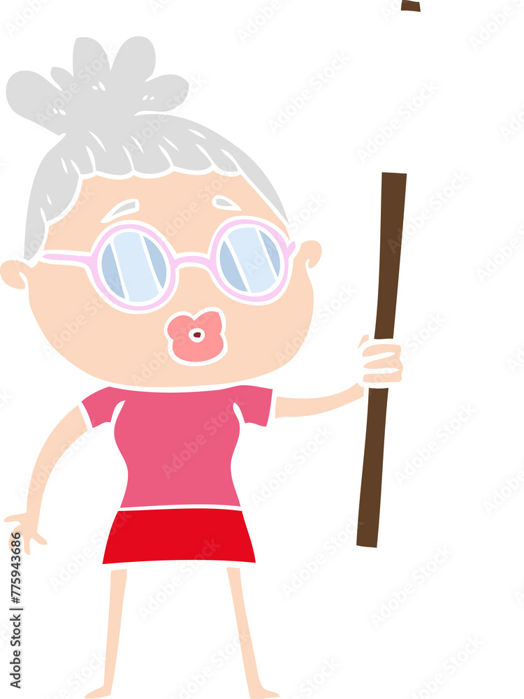flat color style cartoon protester woman wearing spectacles flat color style cartoon protester woman wearing spectacles