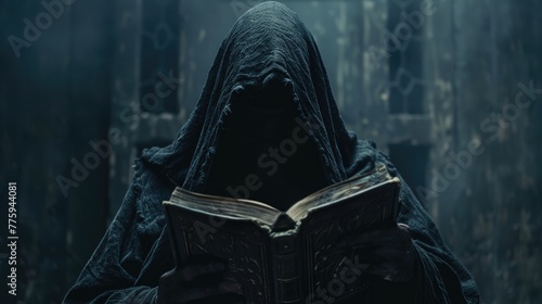 A person in a hooded jacket reading a book. Suitable for educational and leisure concepts