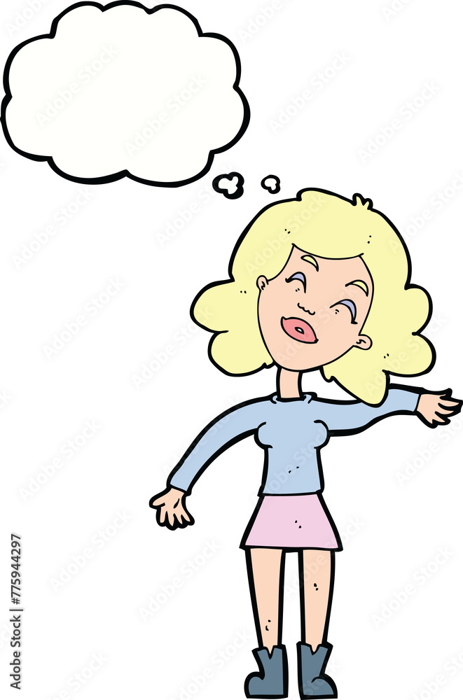 cartoon woman only joking with thought bubble cartoon woman only joking with thought bubble