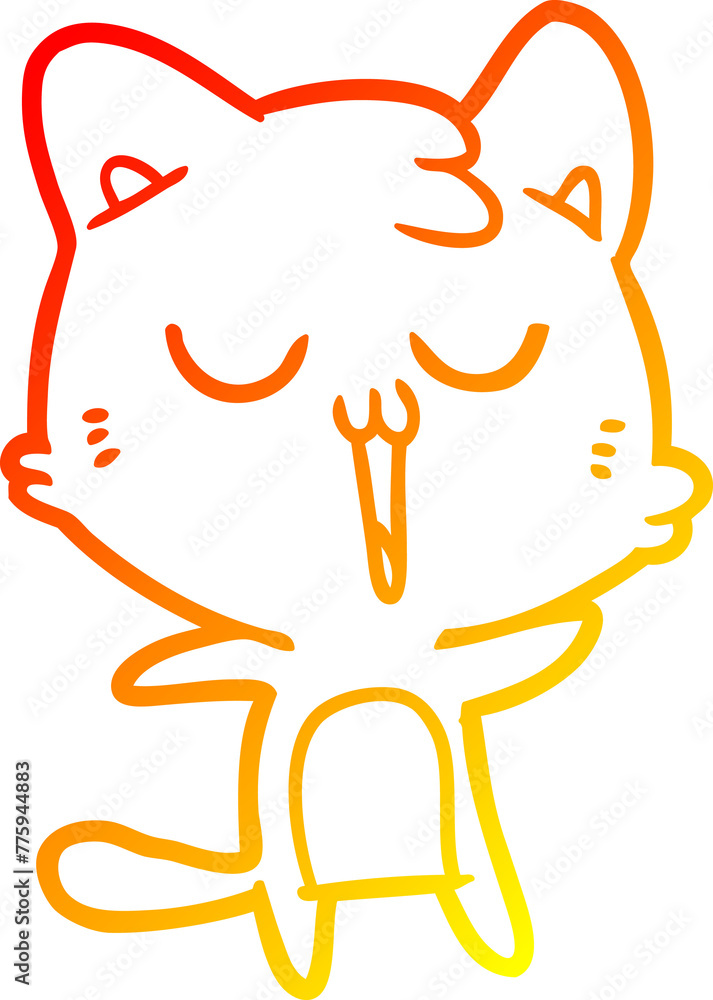 warm gradient line drawing of a cartoon cat singing warm gradient line drawing of a cartoon cat singing