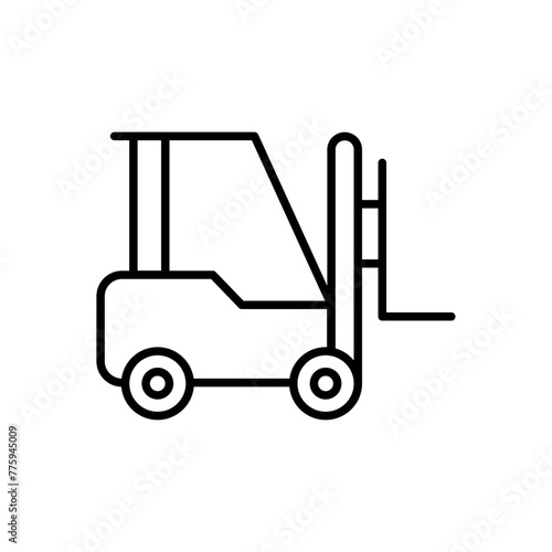 Forklift outline icons, minimalist vector illustration ,simple transparent graphic element .Isolated on white background