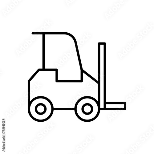 Forklift outline icons, minimalist vector illustration ,simple transparent graphic element .Isolated on white background