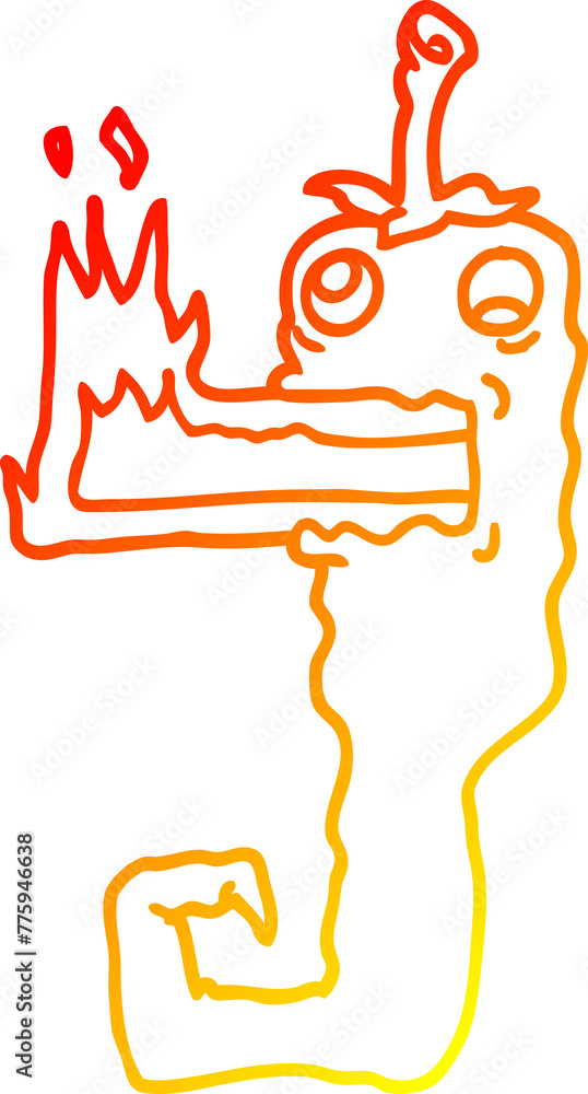 warm gradient line drawing of a cartoon red hot chili warm gradient line drawing of a cartoon red hot chili