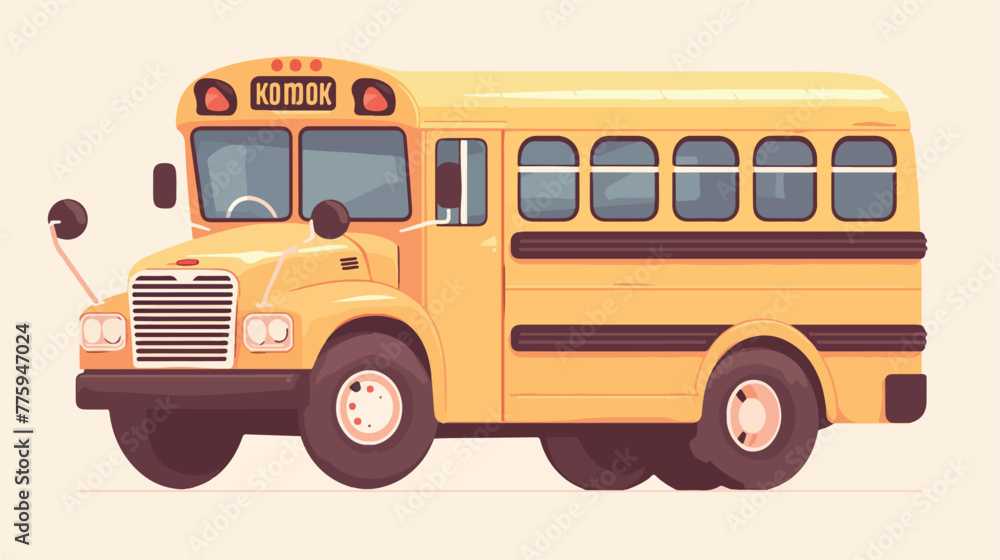 School bus icon 2d flat cartoon vactor illustration
