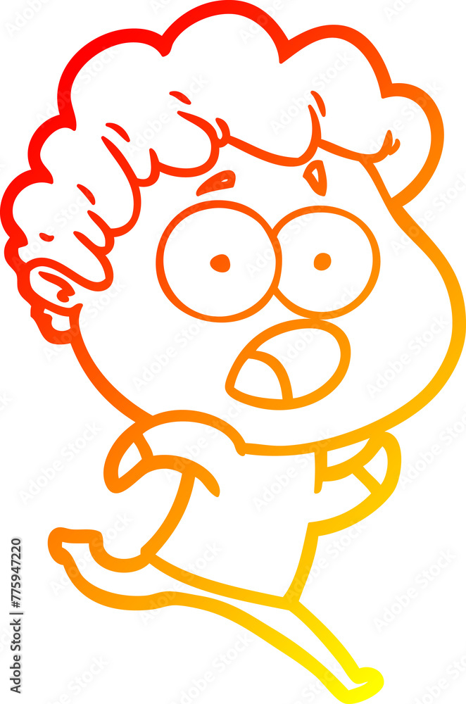 Obraz premium warm gradient line drawing of a cartoon man gasping in surprise