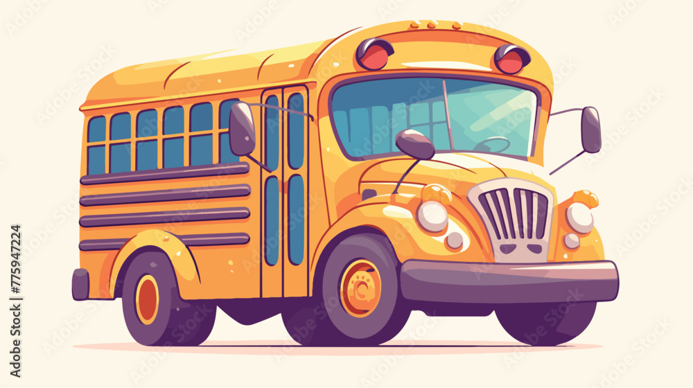 School bus line icon 2d flat cartoon vactor illustr